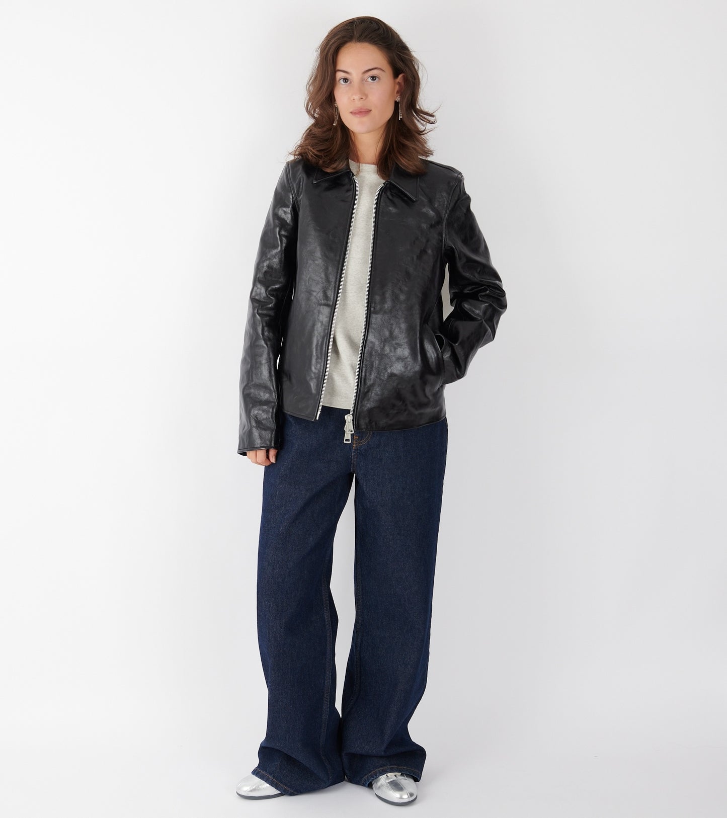 W Mini Jacket Top Dyed Black Leather