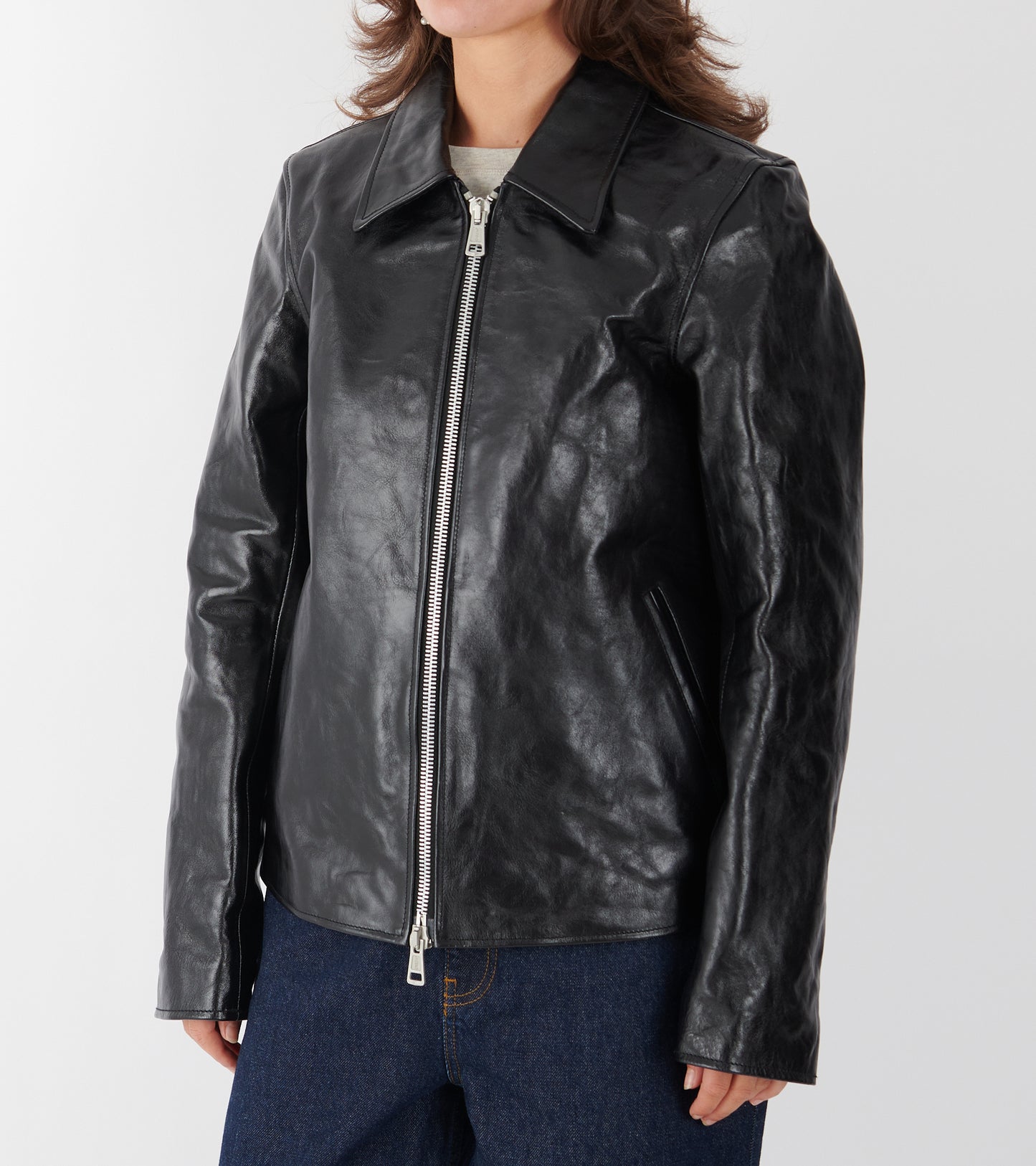 W Mini Jacket Top Dyed Black Leather