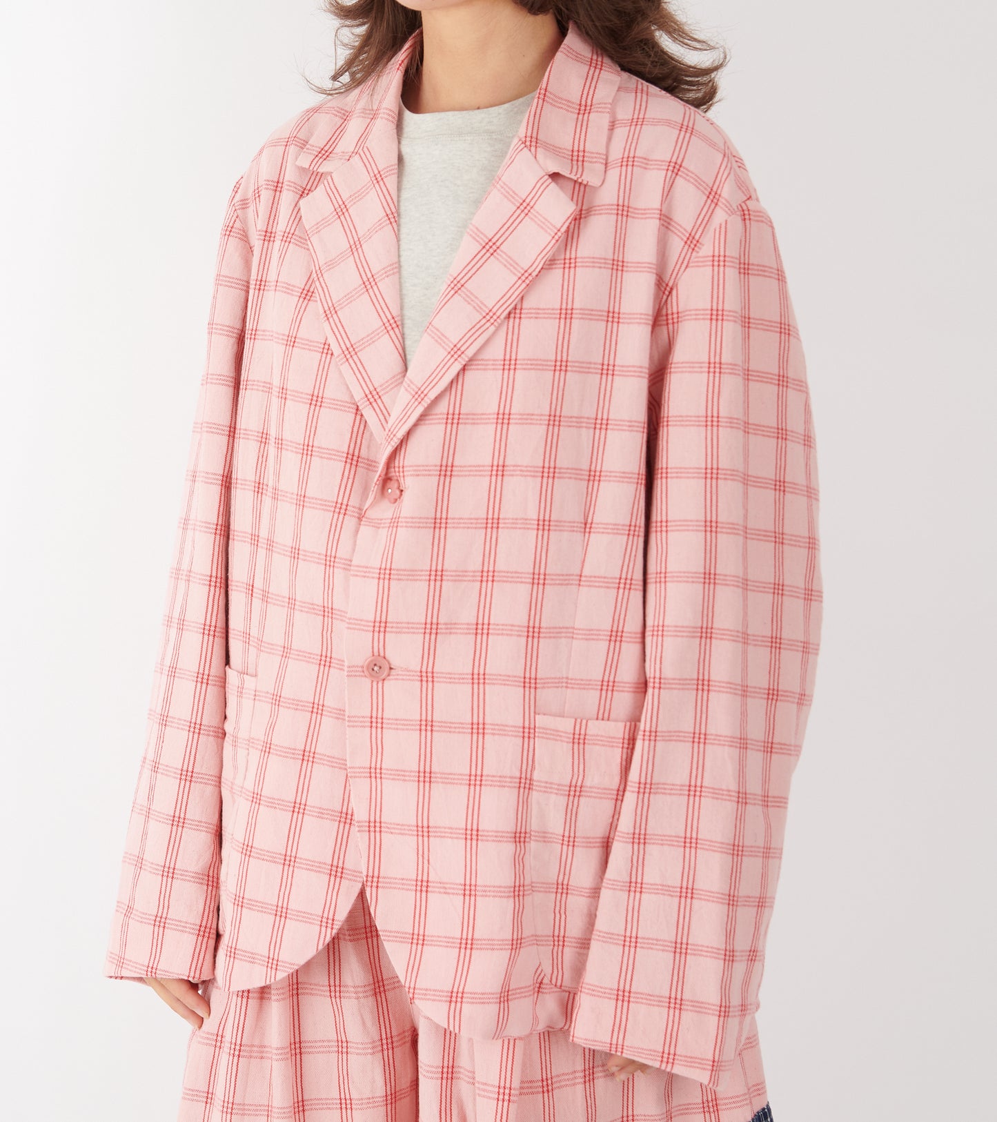 Shale Jacket Pink Check Handloom