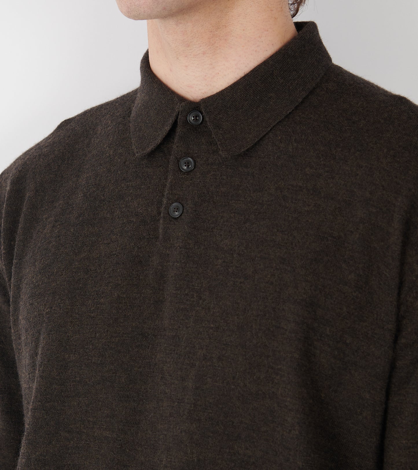Elbow Patch Wool Polo Charcoal