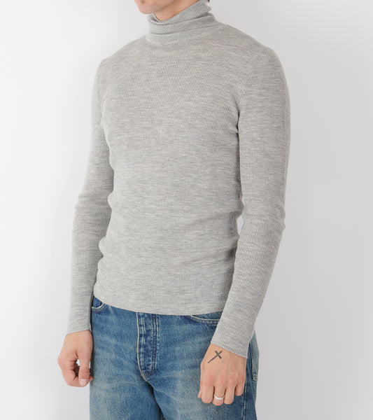 Merino Rib Roll Neck Grey Melange