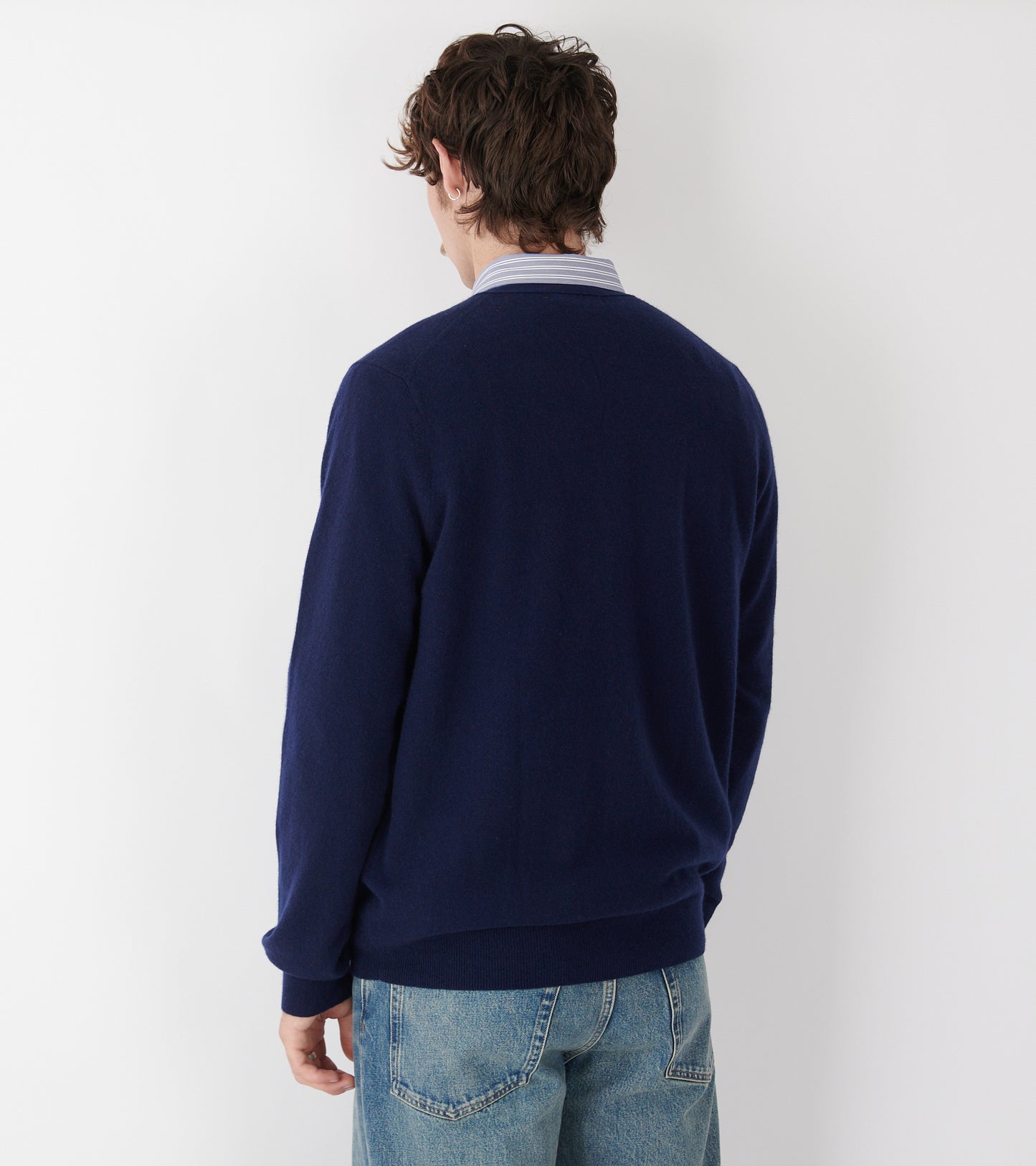 V-neck Lambswool Cardigan Navy