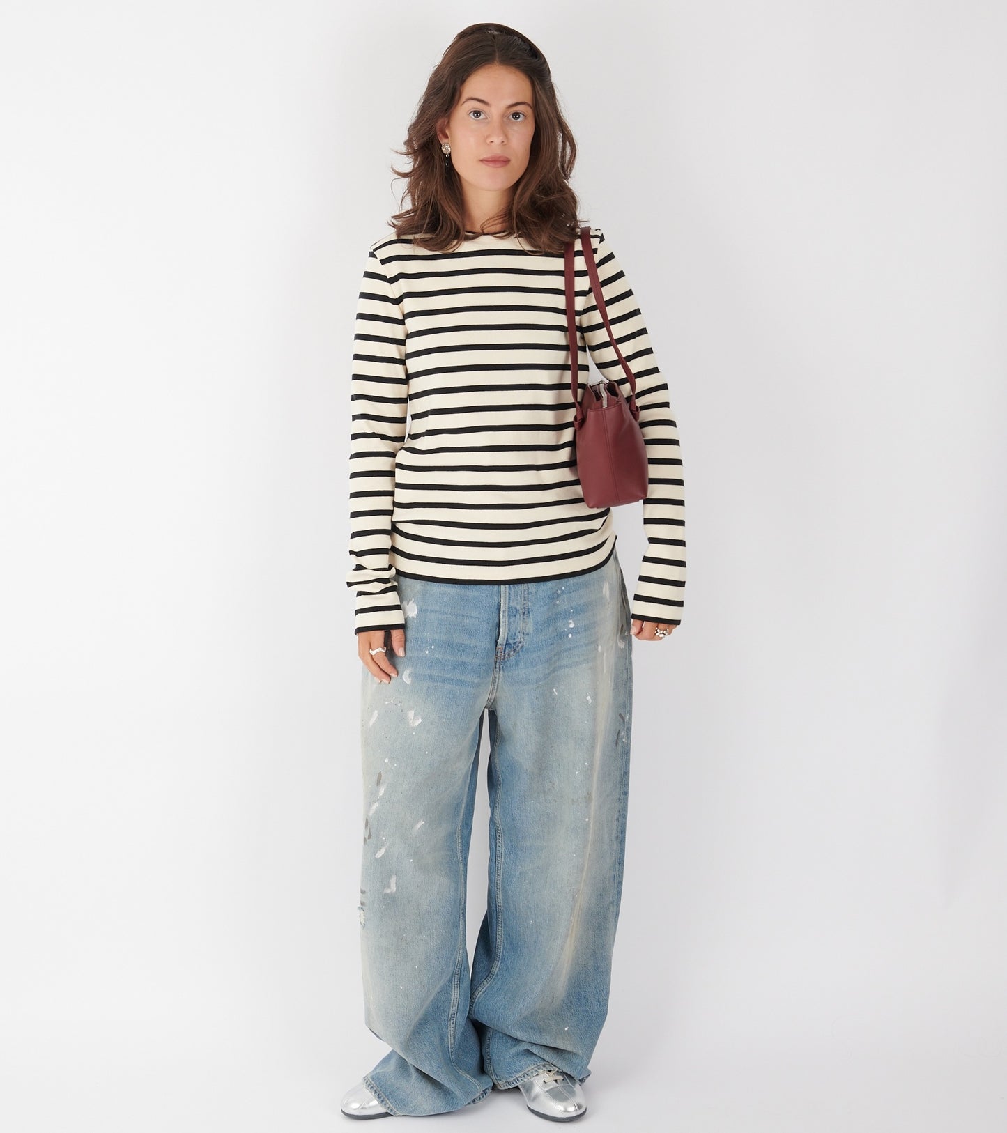 Ribbed Cotton Jersey Stripe L/S T-shirt Bluejay