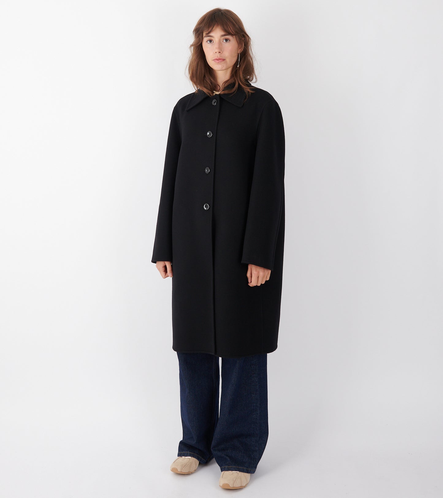 Compact Double Wool Coat Black
