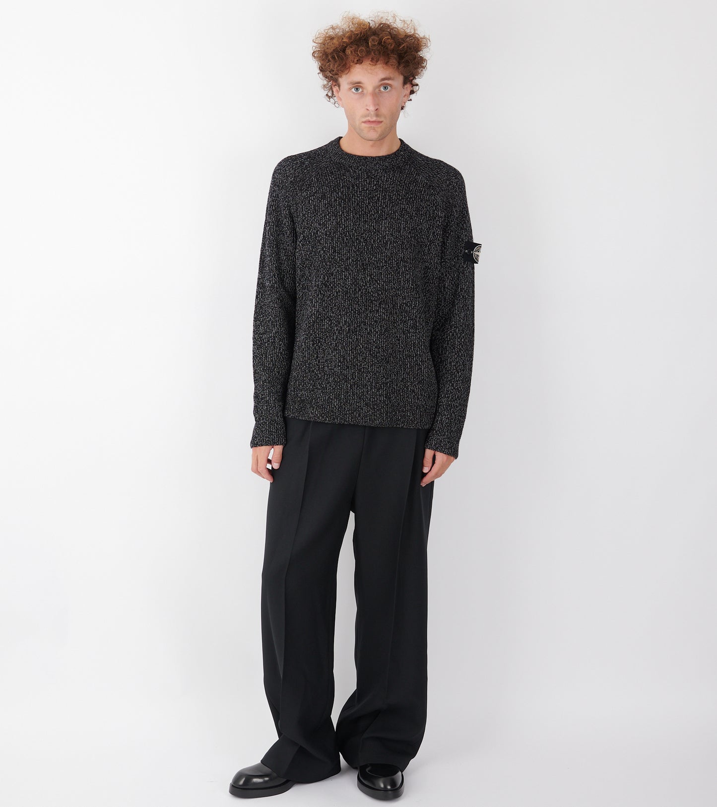 Wool Linen Knit Black Melange