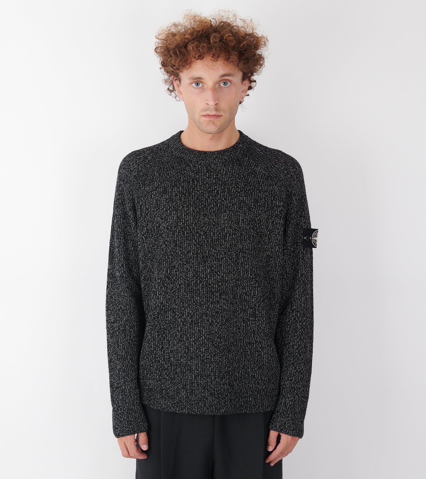 Wool Linen Knit Black Melange
