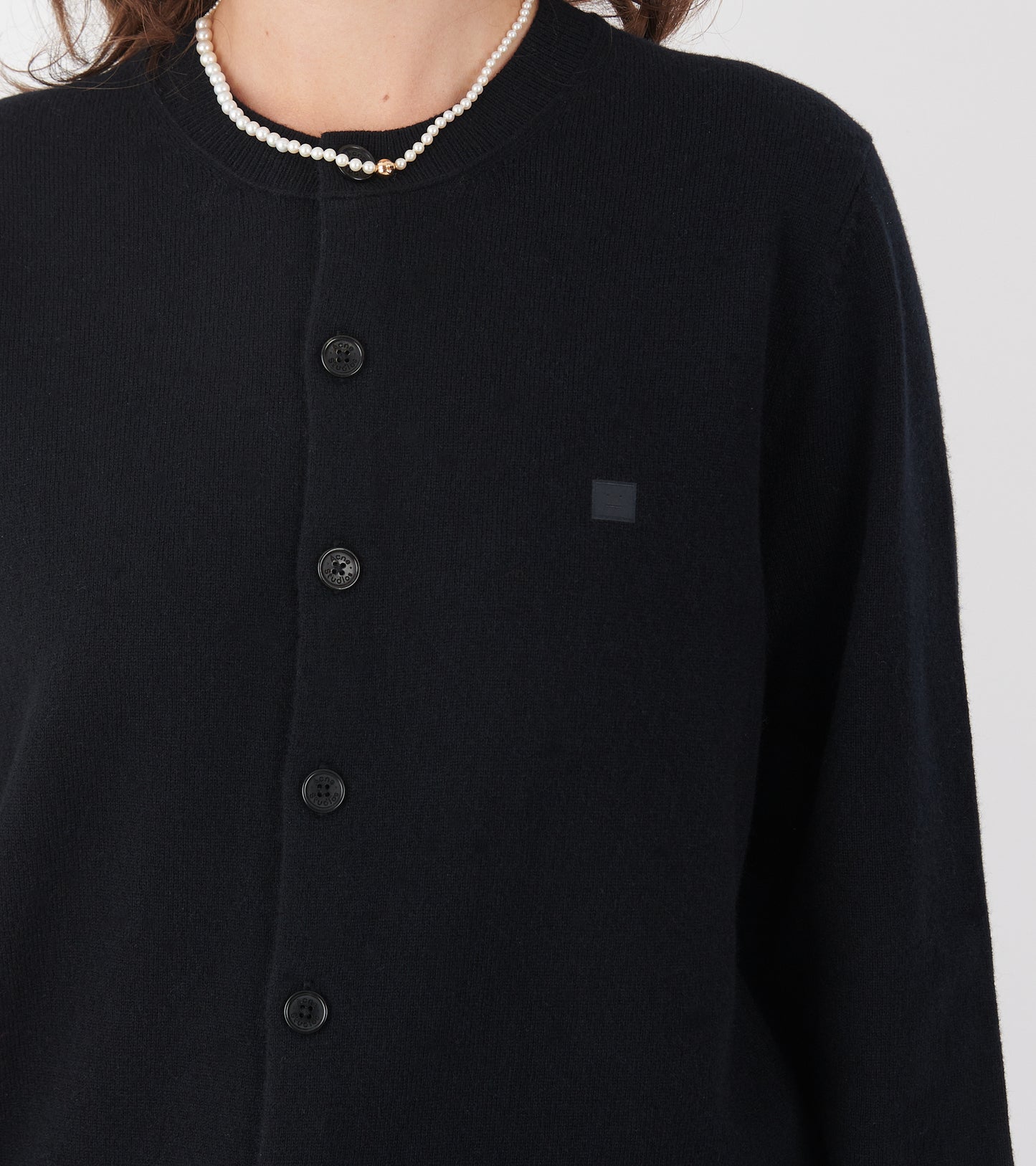 Face Logo Wool Cardigan Black