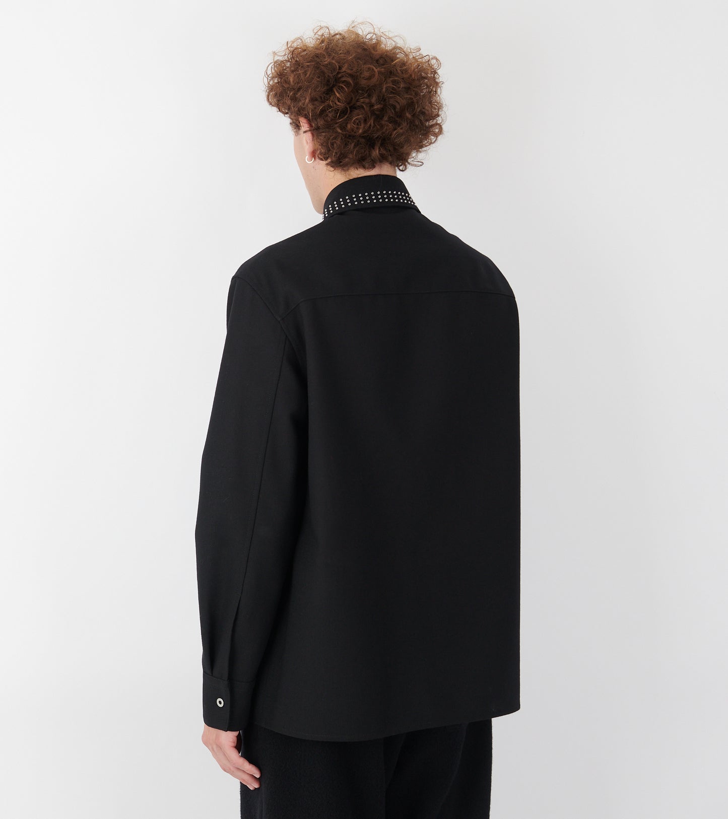 Wool Poplin Stud Shirt Black