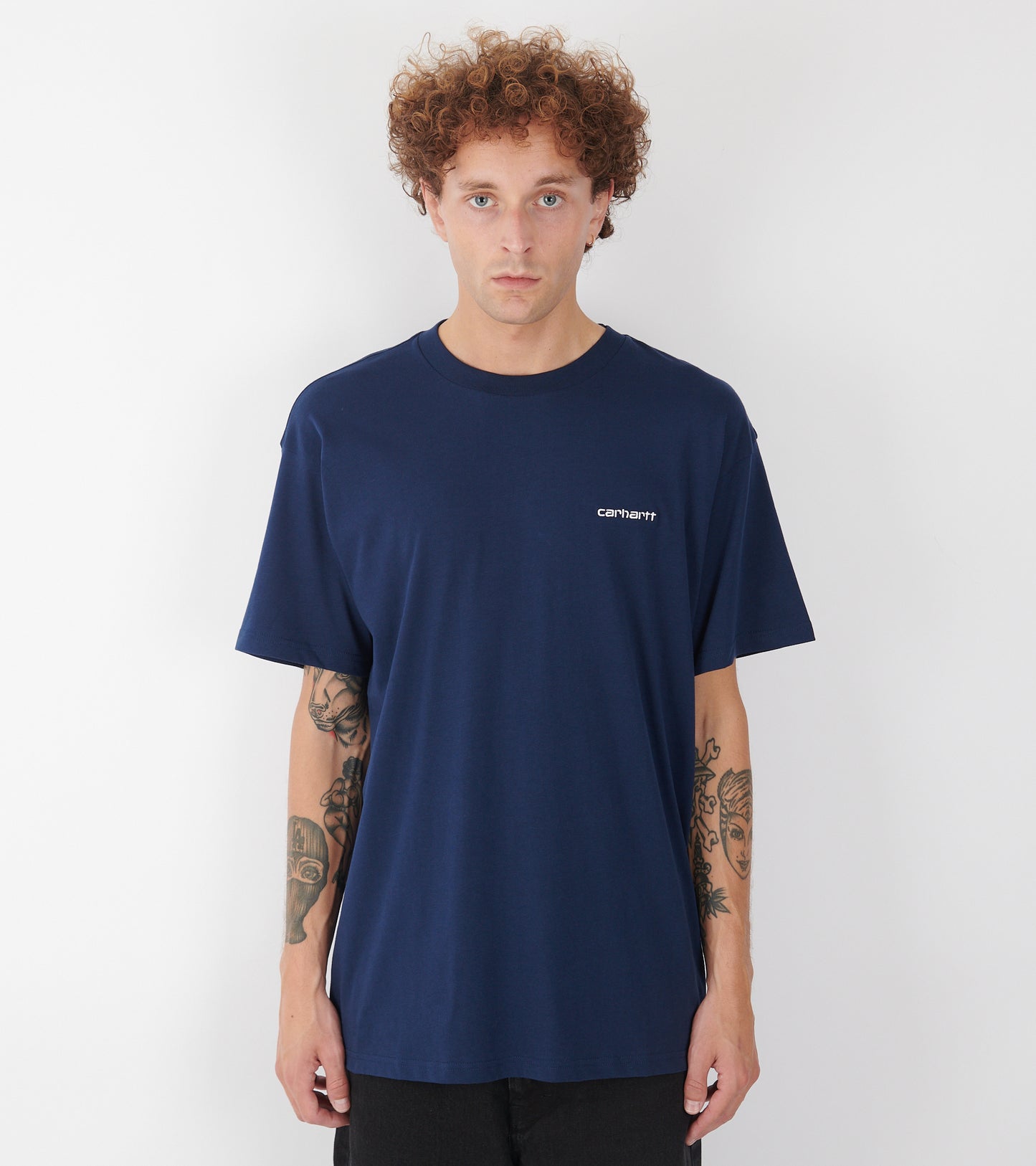 S/S Script Embroidery T-shirt Jupiter/White