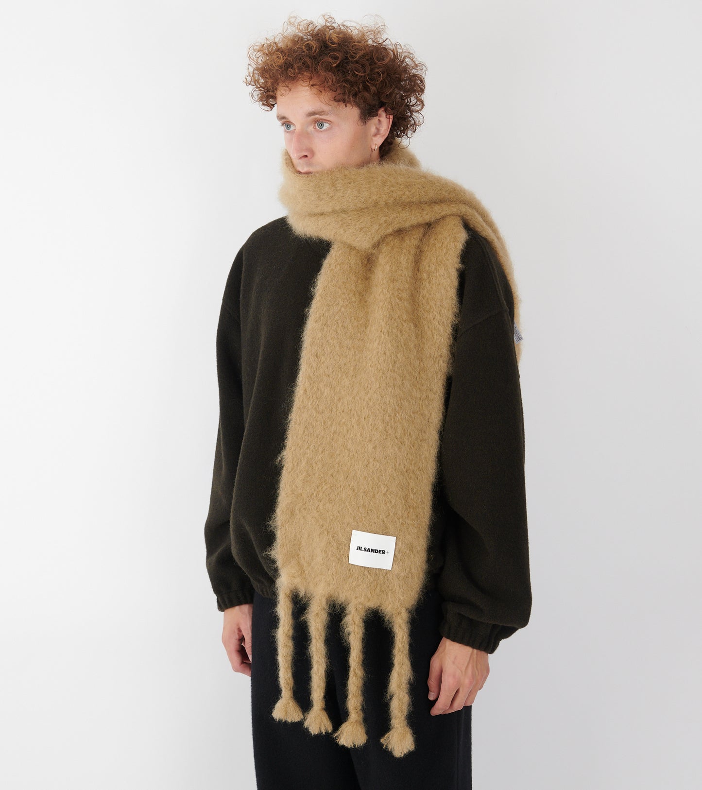 Plain Mohair Scarf Beige