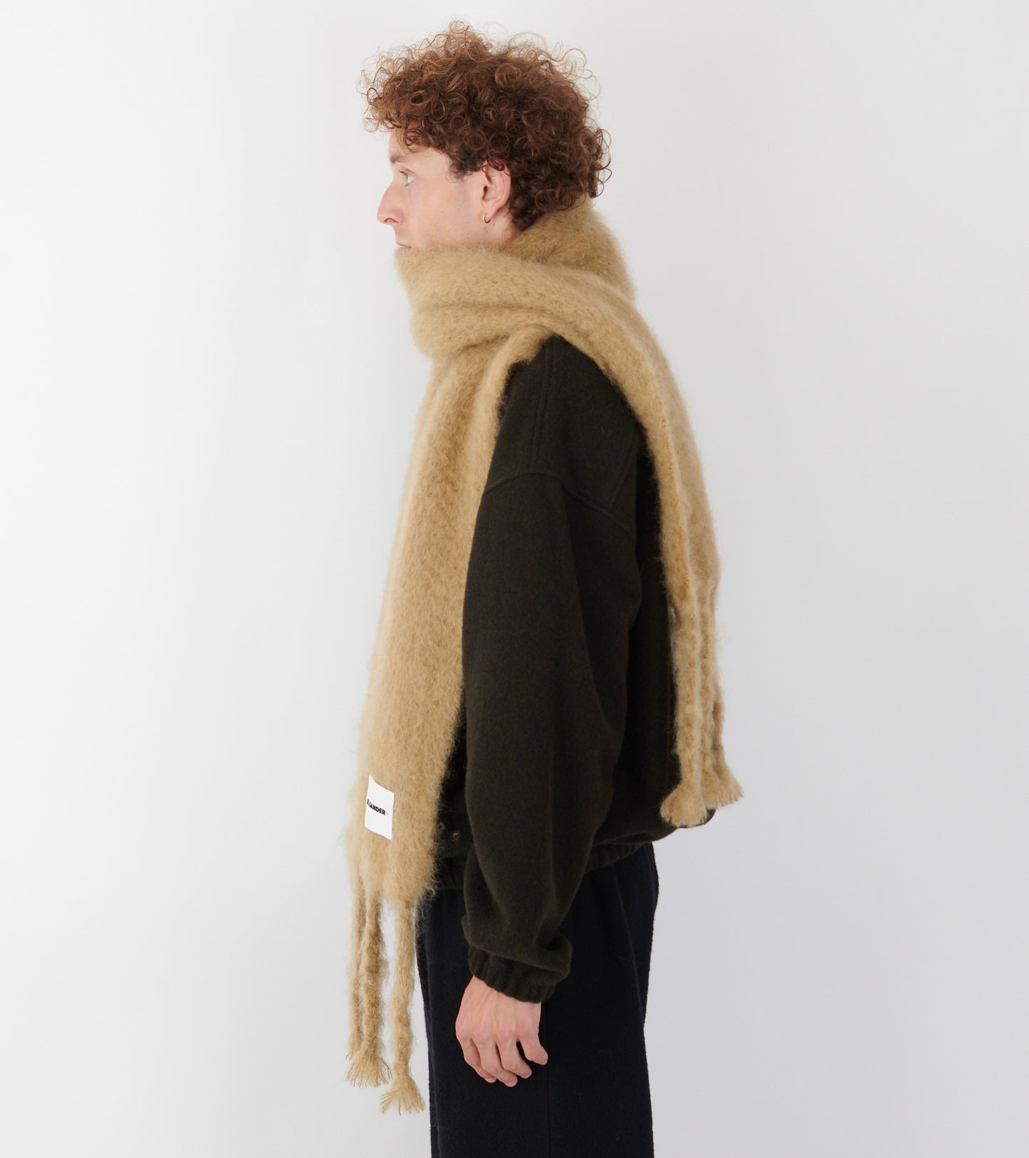 Plain Mohair Scarf Beige