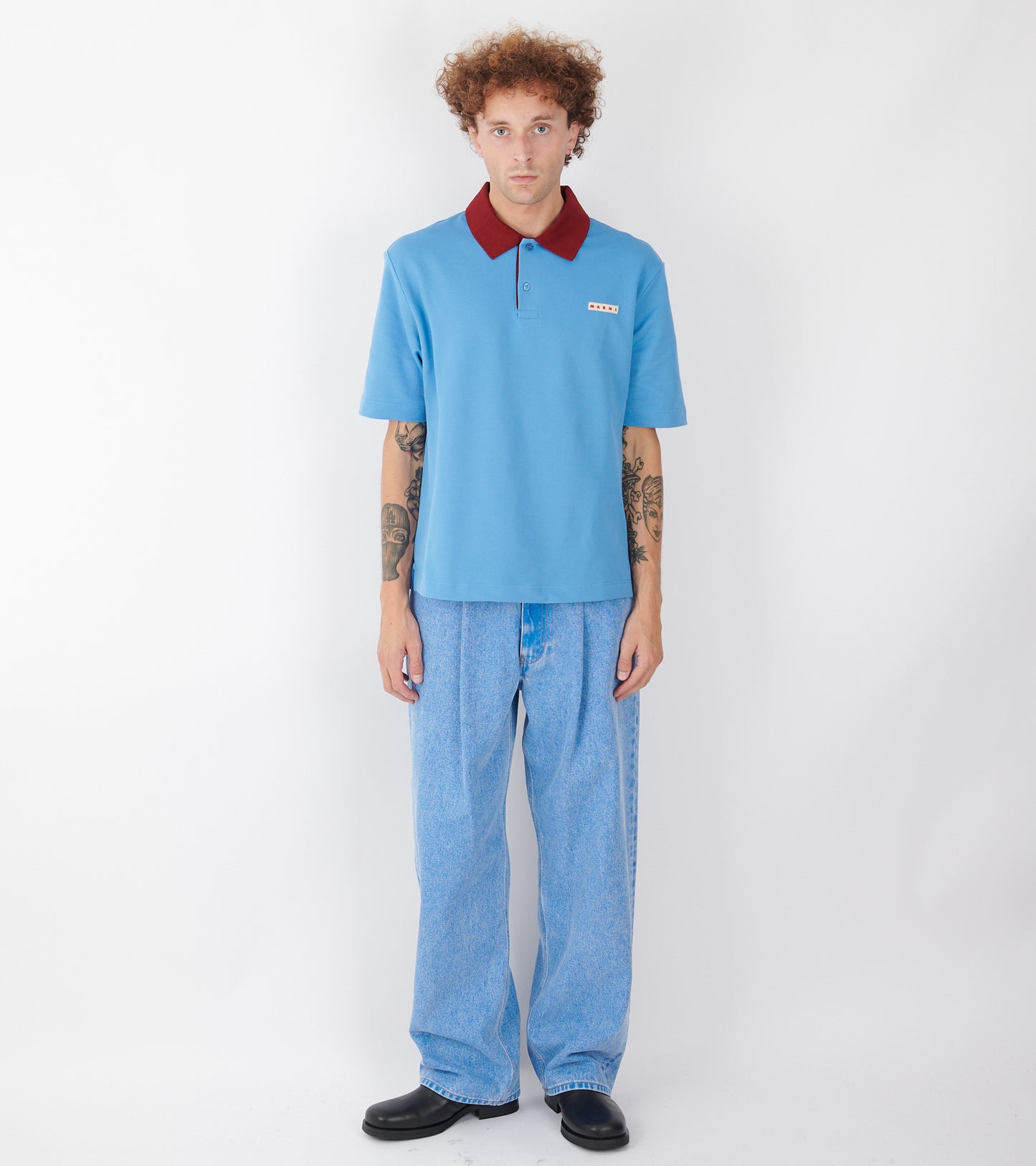 Bleached Coated Denim Jeans Blue