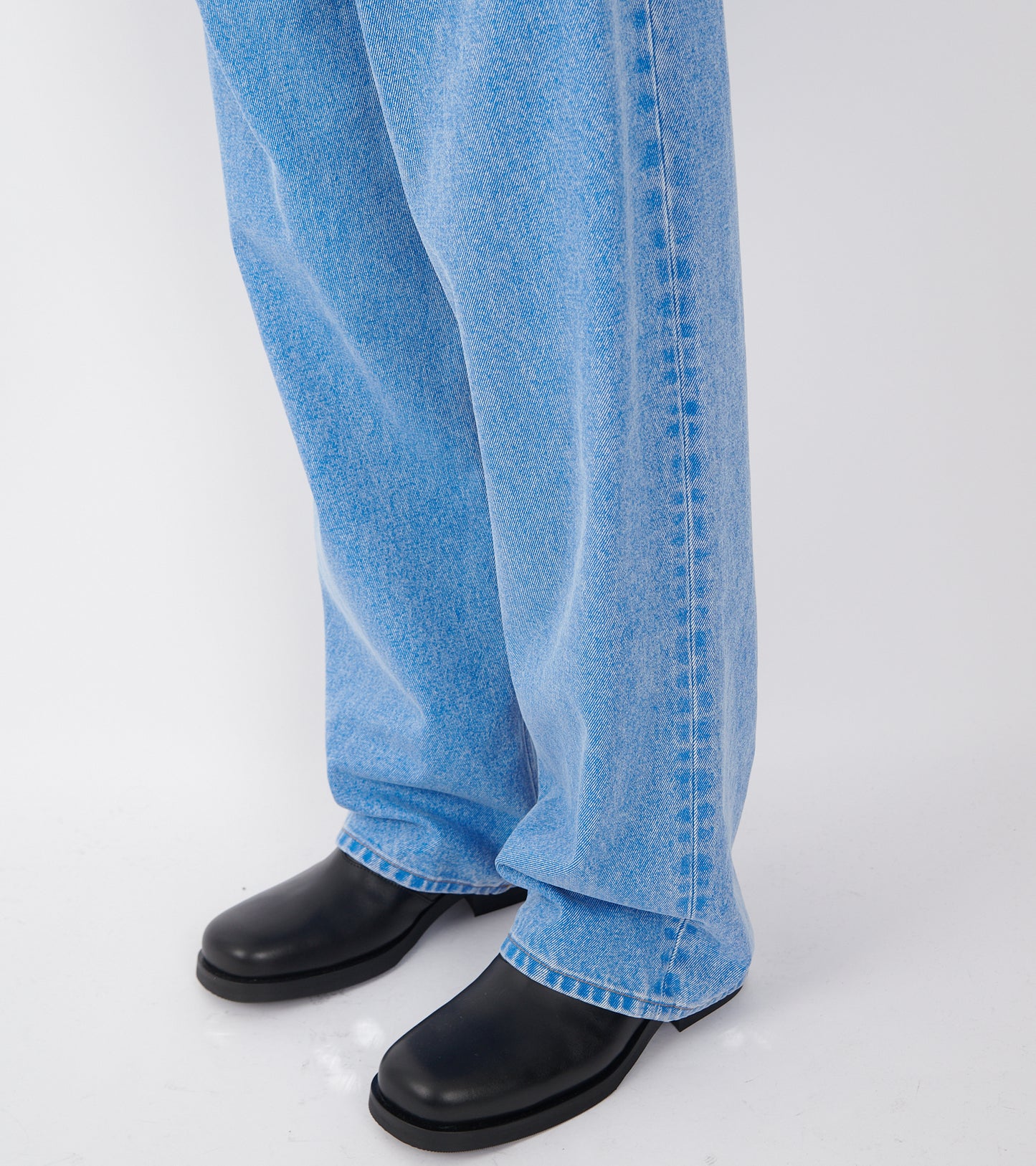 Bleached Coated Denim Jeans Blue