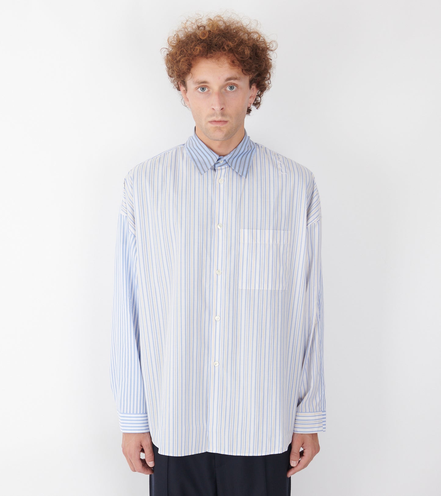 Mixed Stripes Poplin Shirt Light Blue