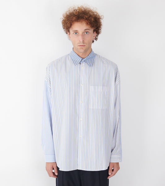 Mixed Stripes Poplin Shirt Light Blue
