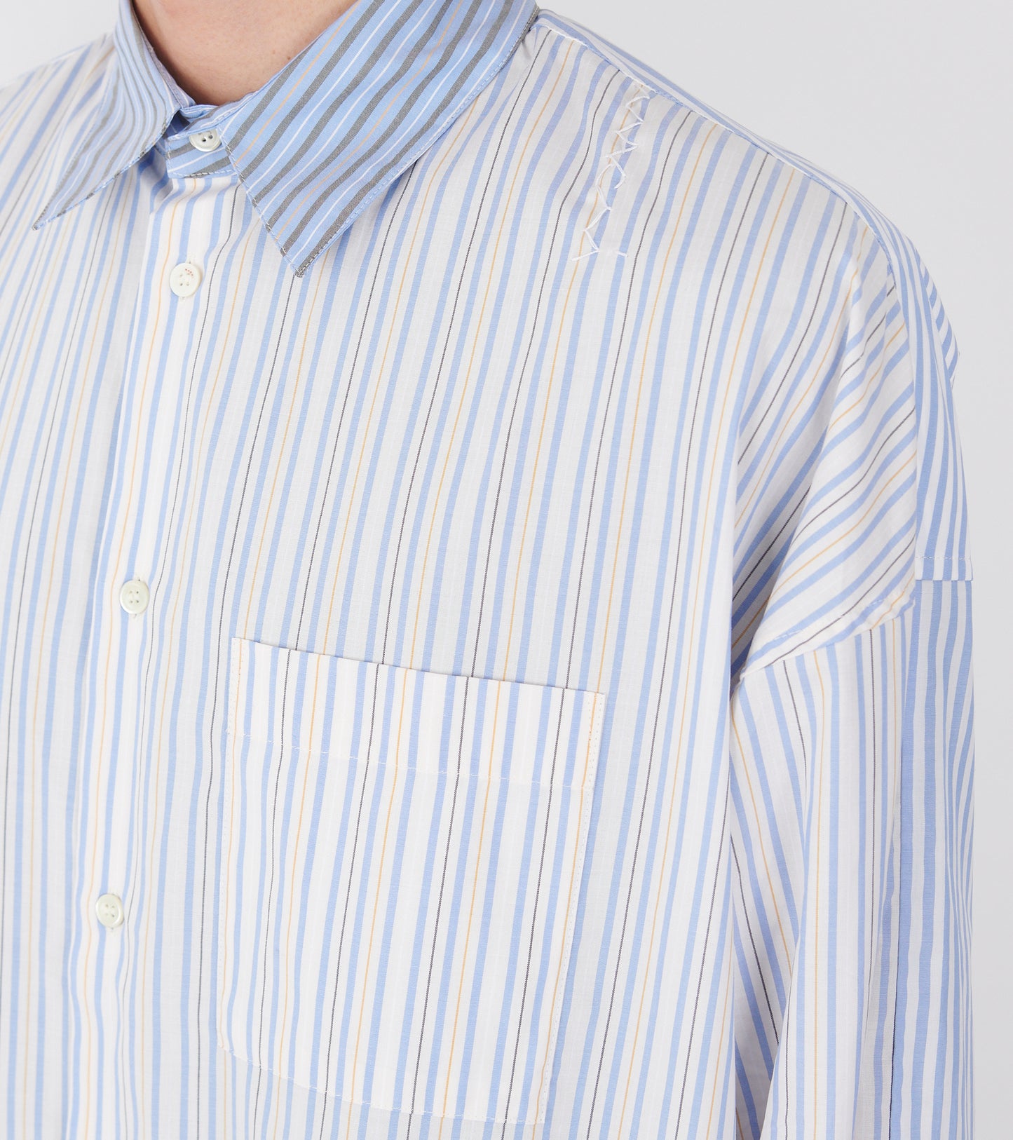 Mixed Stripes Poplin Shirt Light Blue