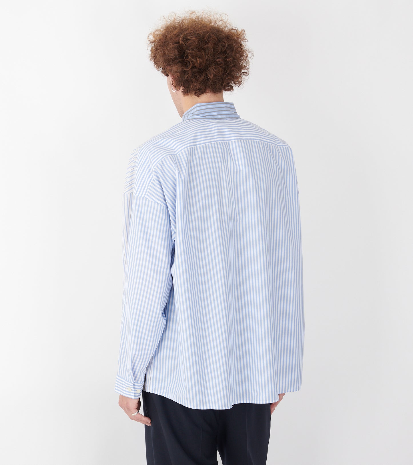Mixed Stripes Poplin Shirt Light Blue