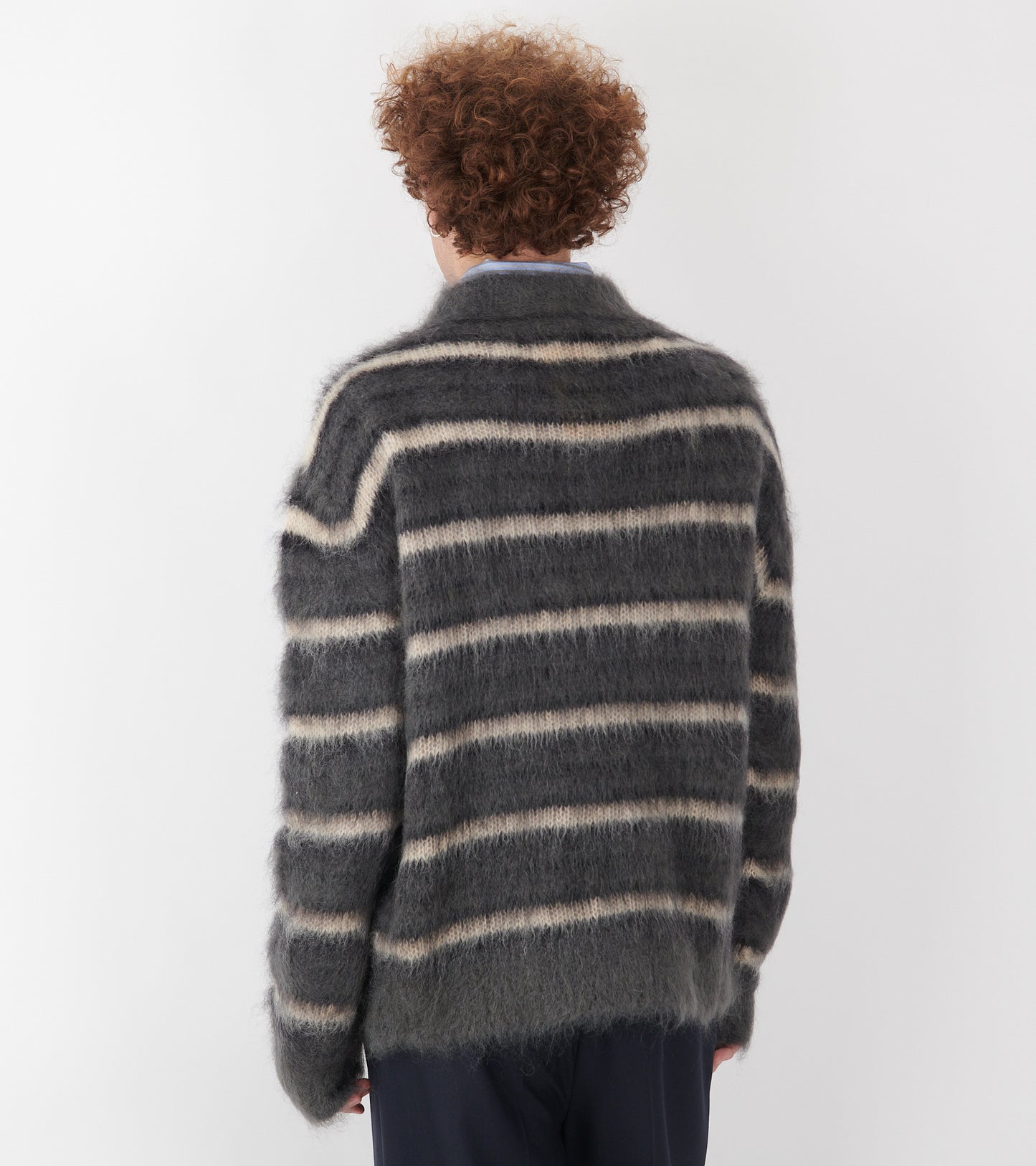 Striped Mohair Jumper Dark Grey