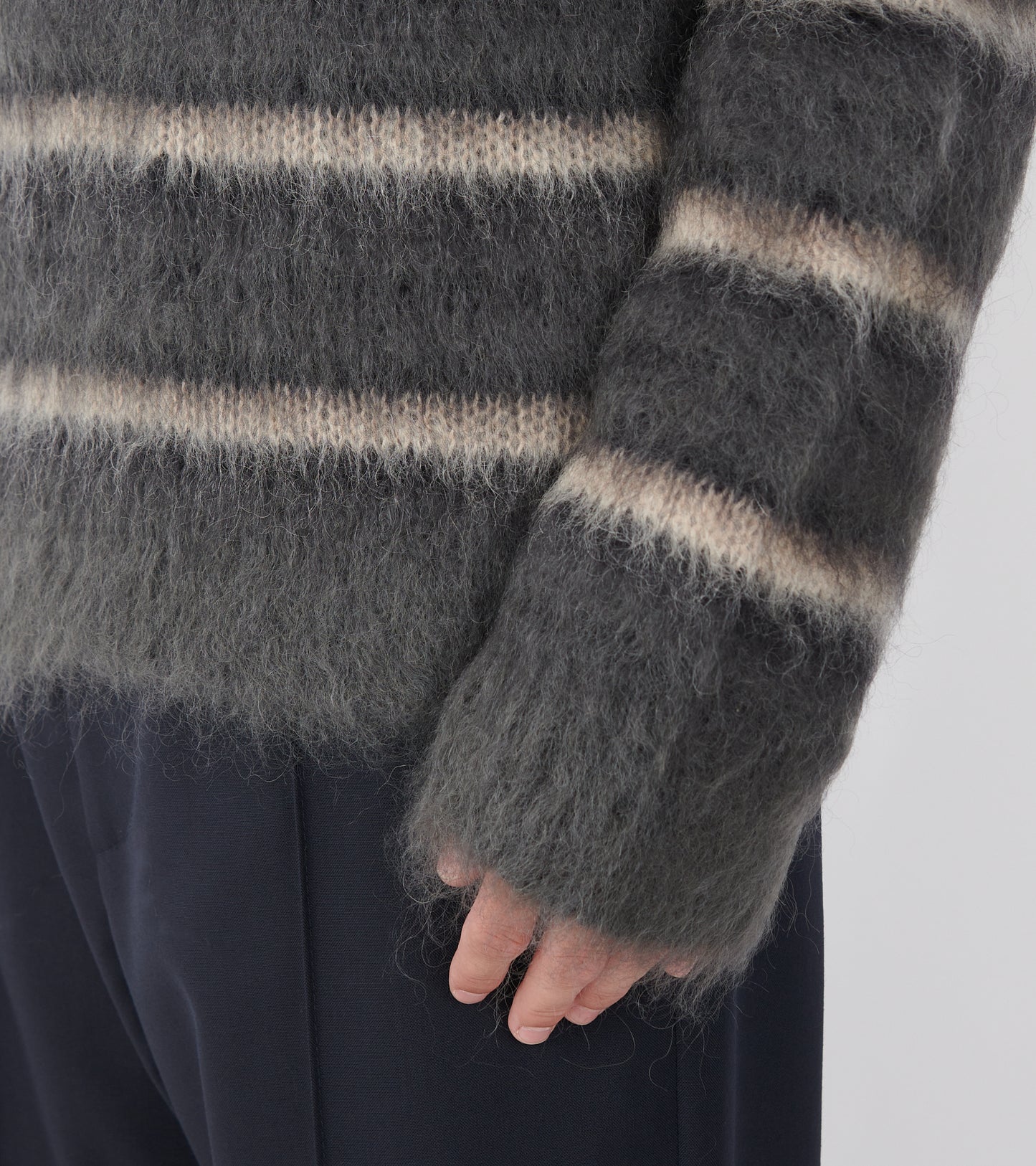 Striped Mohair Jumper Dark Grey