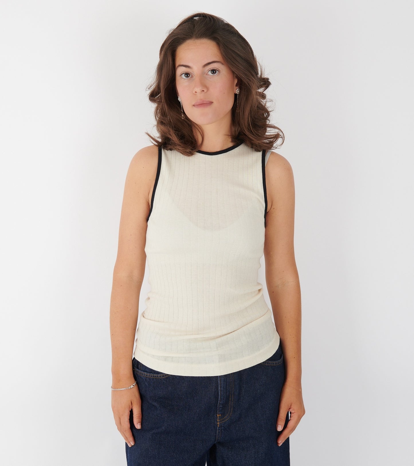 101 Tank Top Kontrast Ecru/Black