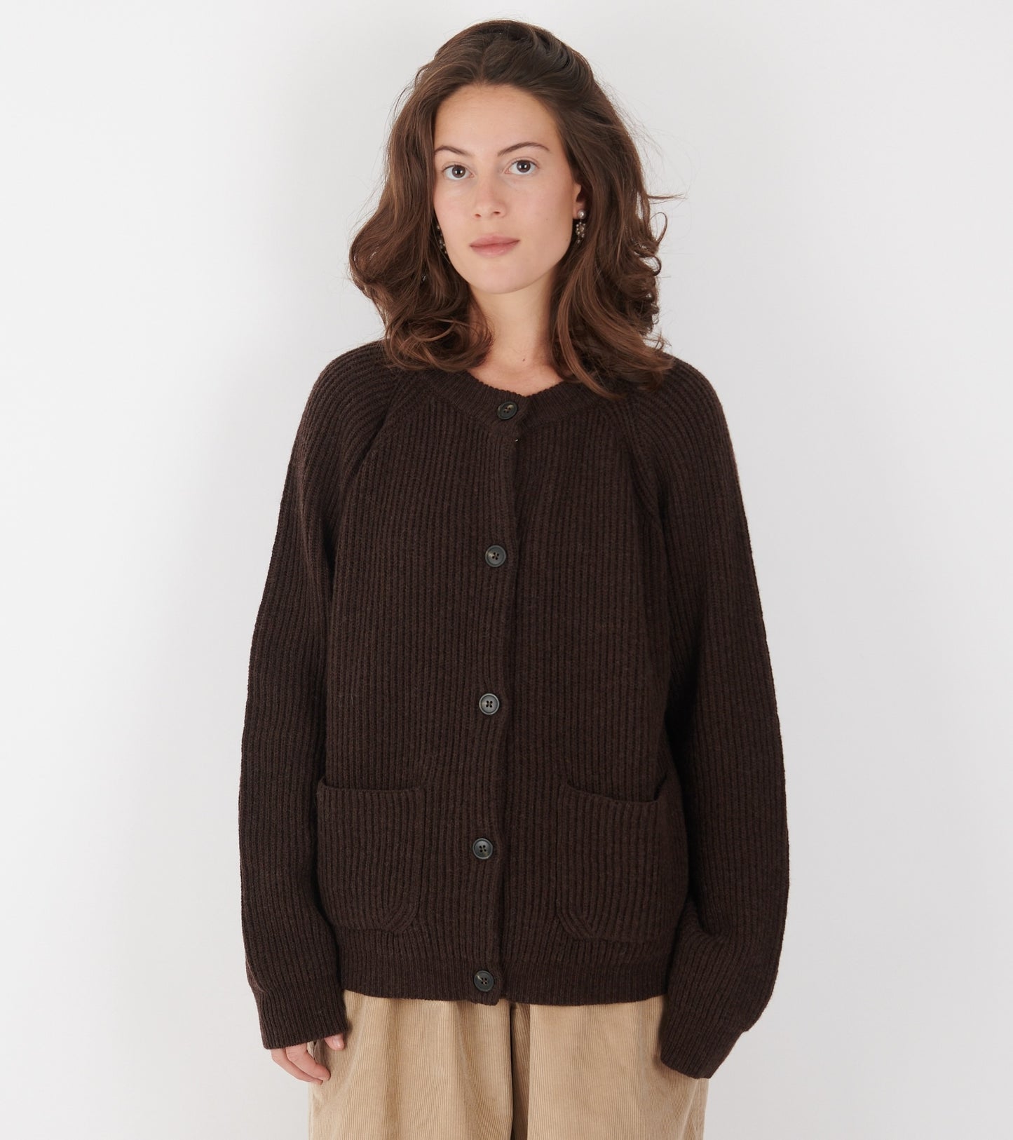 Shetland Wool Cardigan Brown