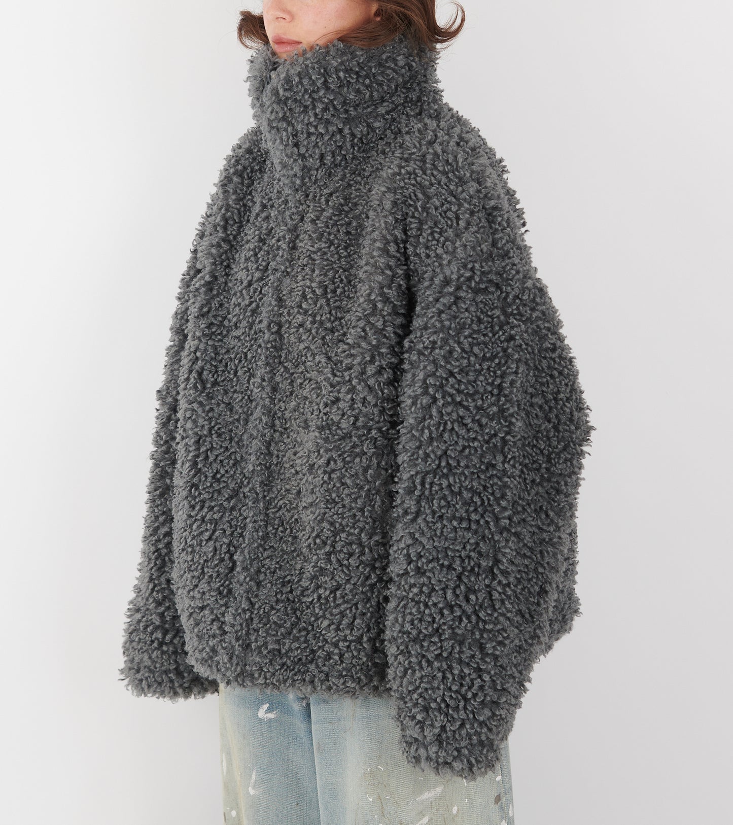 Faux Fur Jacket Carbon Grey