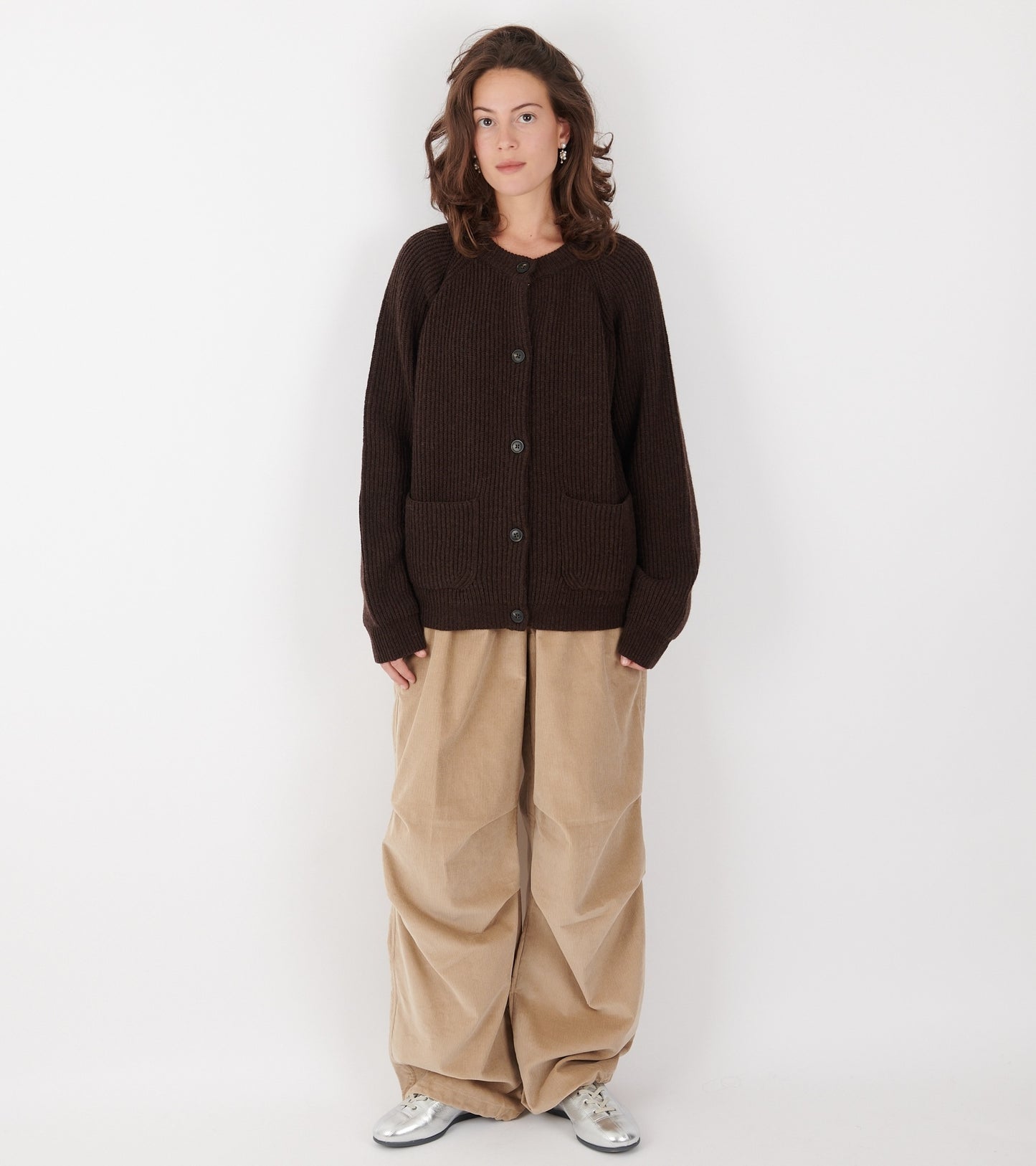 Shetland Wool Cardigan Brown
