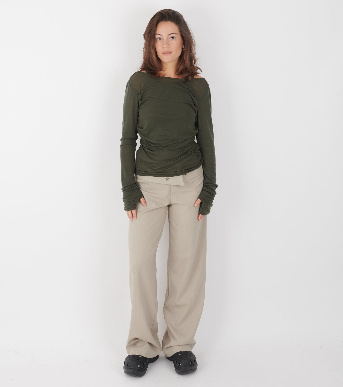 Luna Wrap Blouse Grey/Green Melange