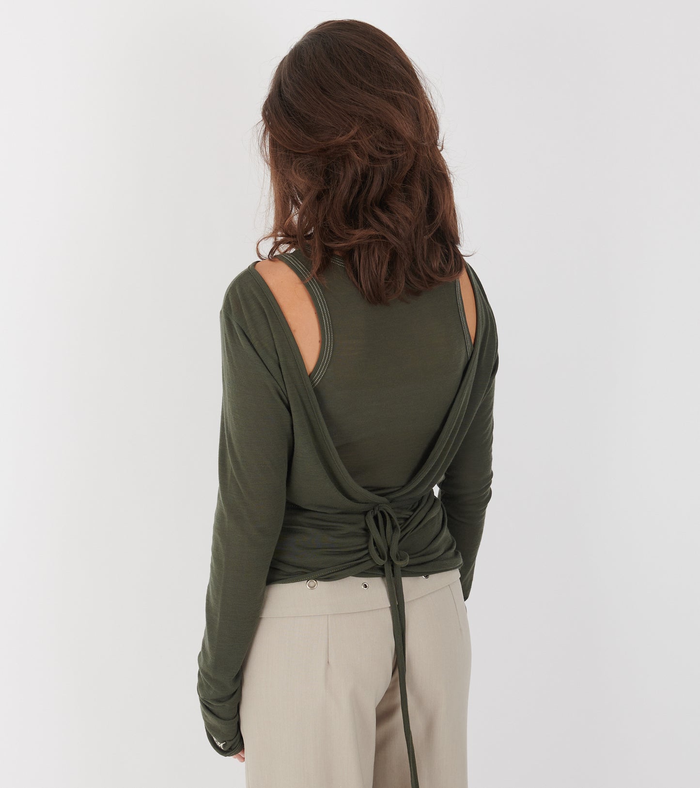 Luna Wrap Blouse Grey/Green Melange