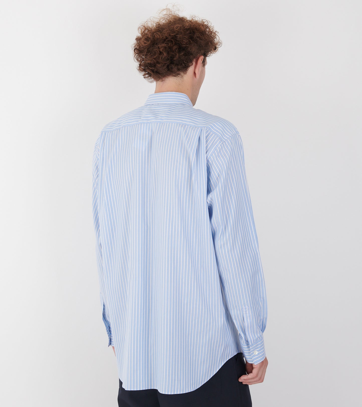 Striped Multicolor Patchwork Logo Shirt Light Blue/White