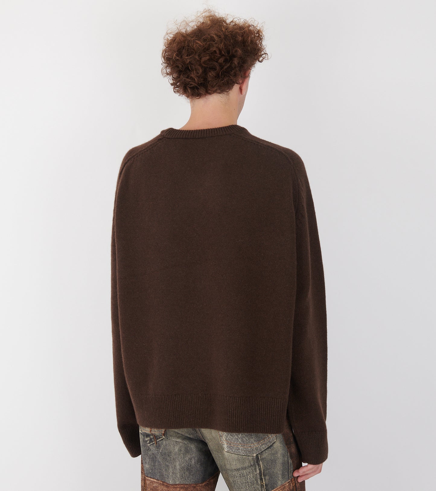 Wool V-neck Sweater Dark Brown