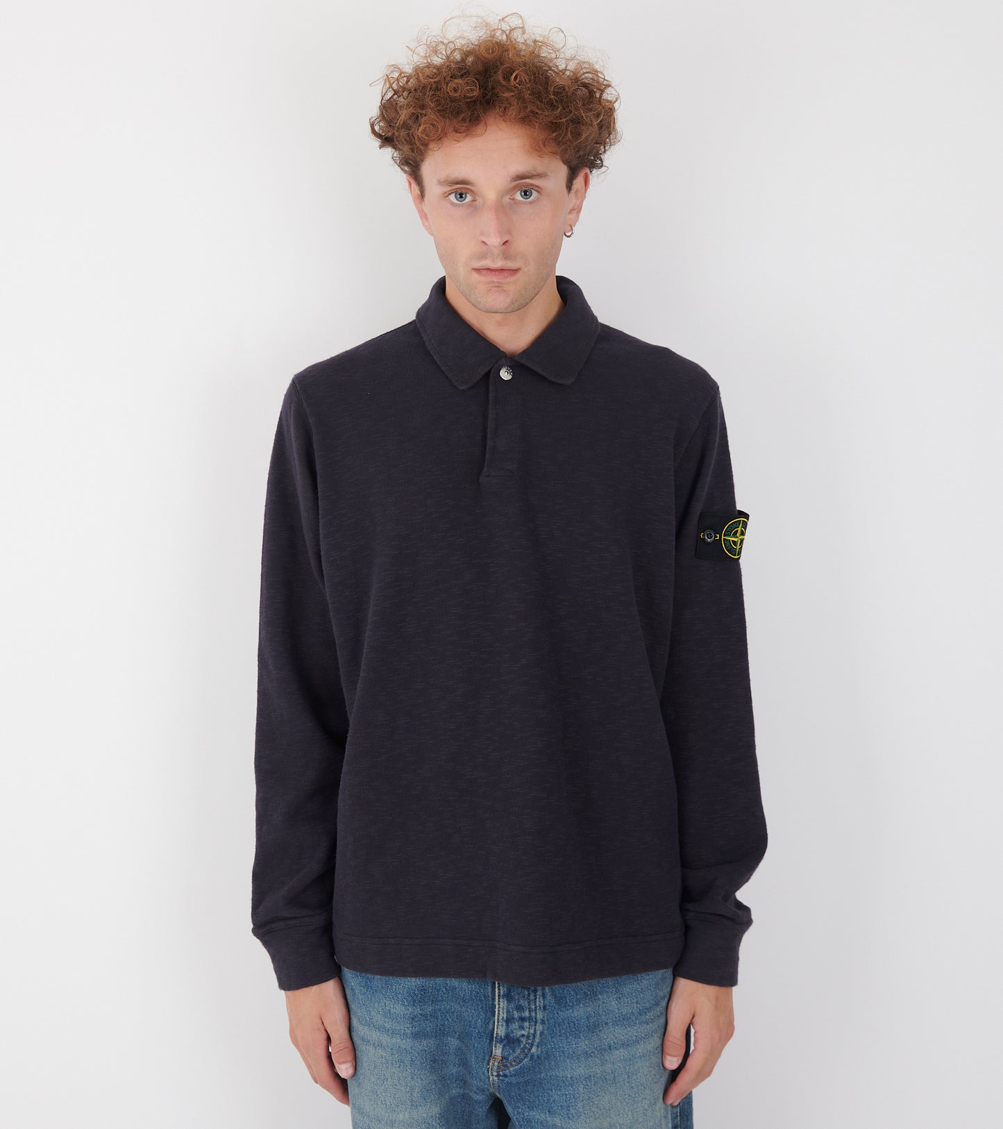 Cotton Sweat Polo Navy Melange
