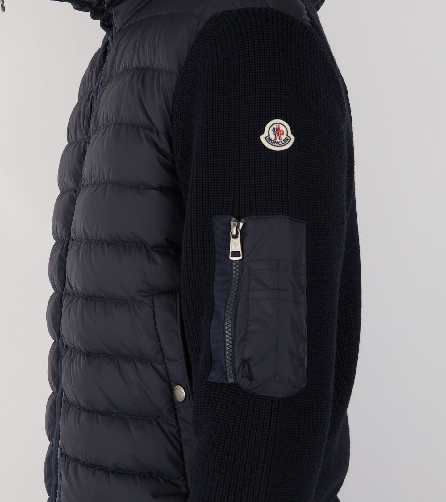 Hooded Wool Knit Cardigan Tricot Navy Blue