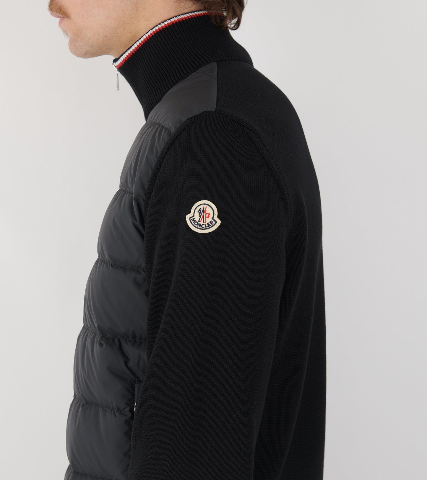 Cotton Knit Tricolor Cardigan Tricot Black