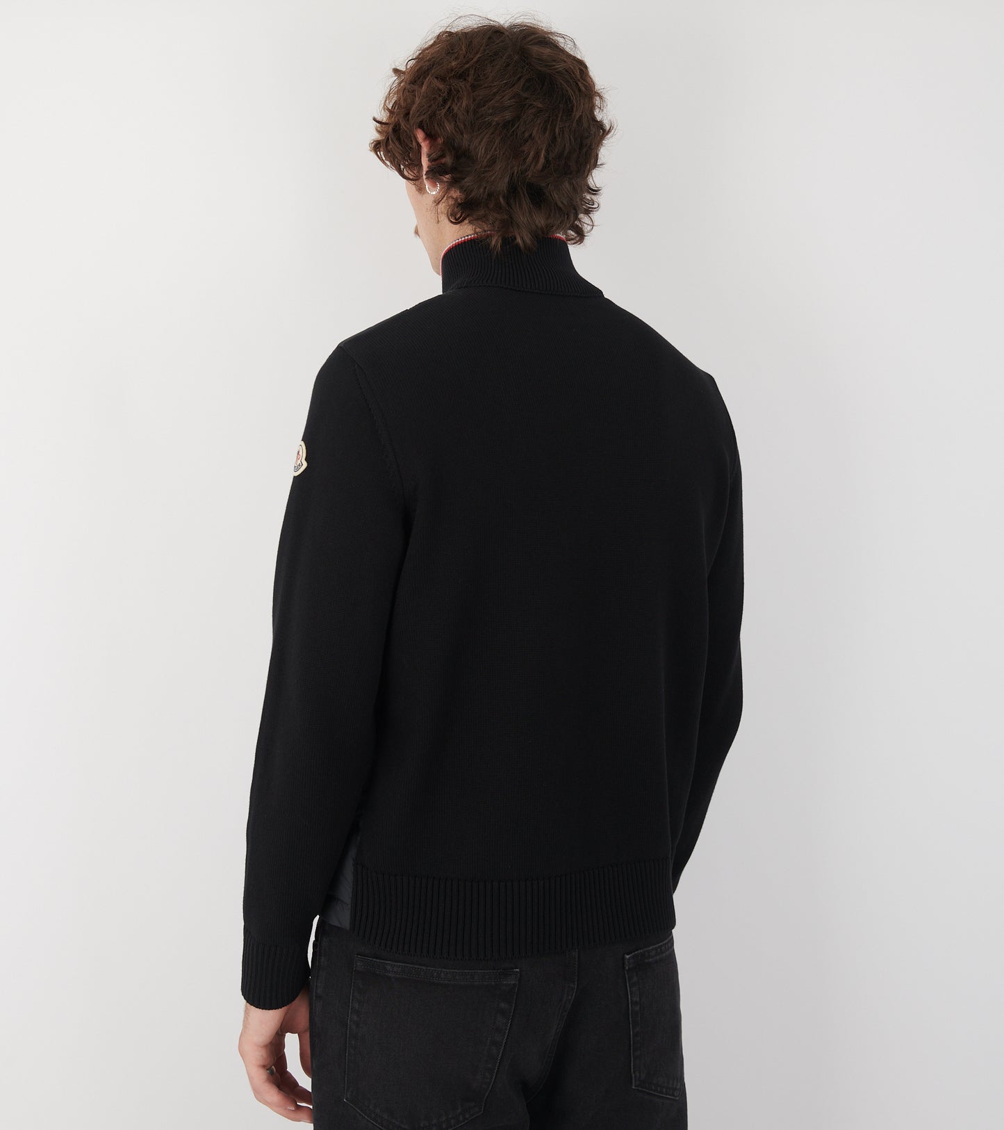 Cotton Knit Tricolor Cardigan Tricot Black