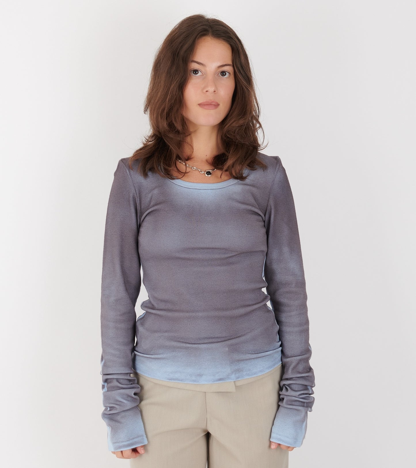 Java Blouse Light Blue/Brown