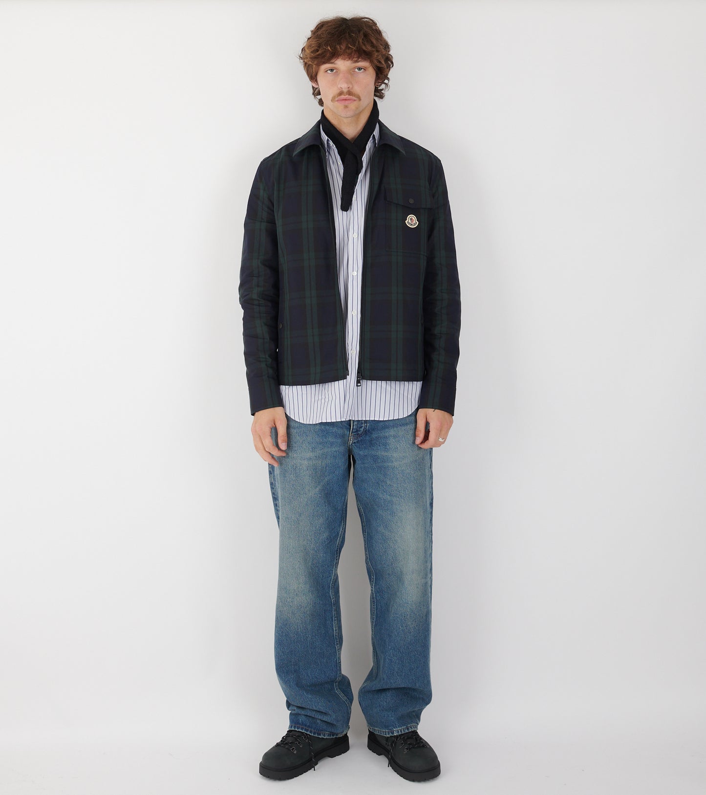 Checked Cotton Shirt Navy/Black/Green