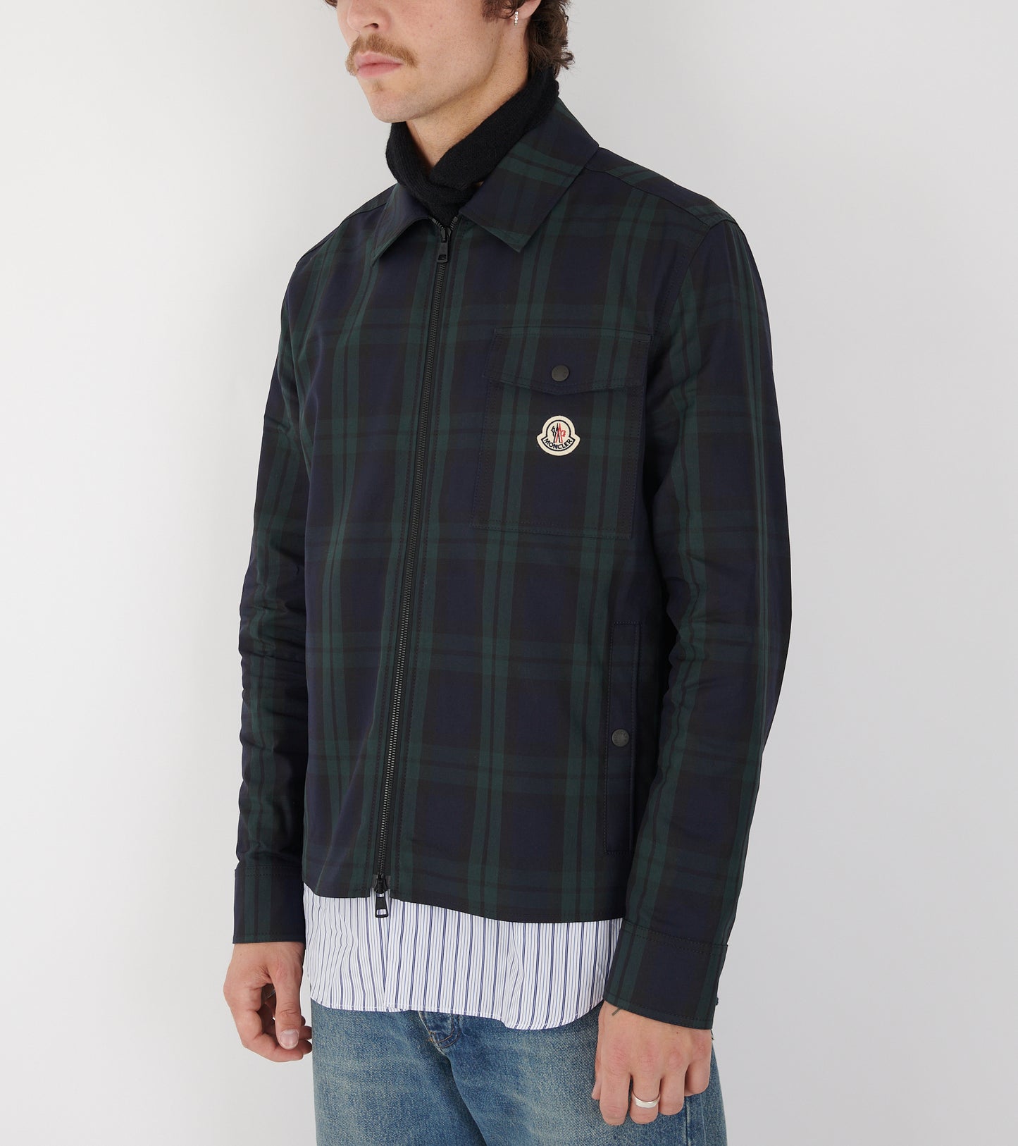 Checked Cotton Shirt Navy/Black/Green