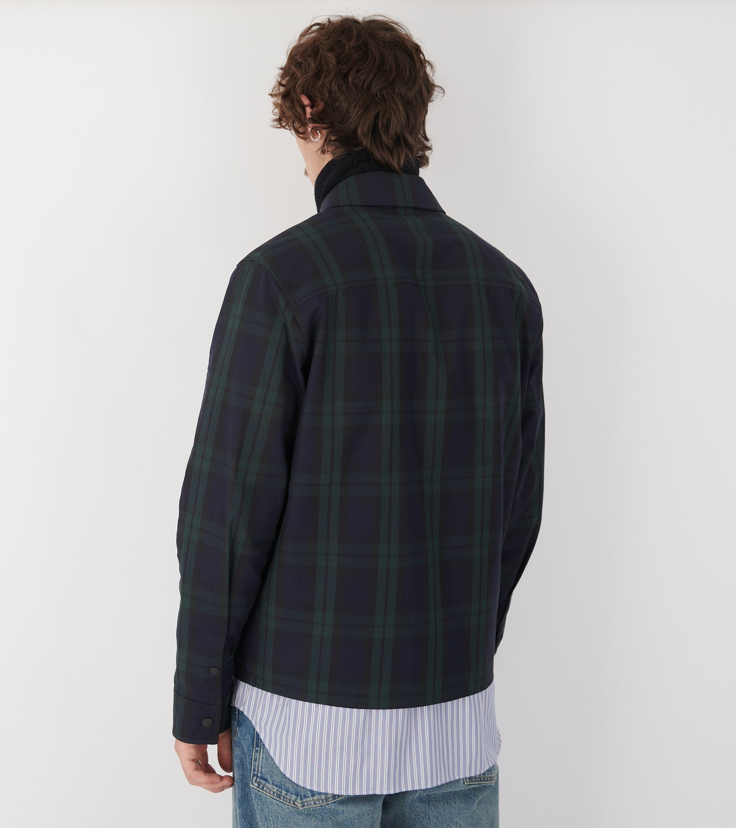 Checked Cotton Shirt Navy/Black/Green