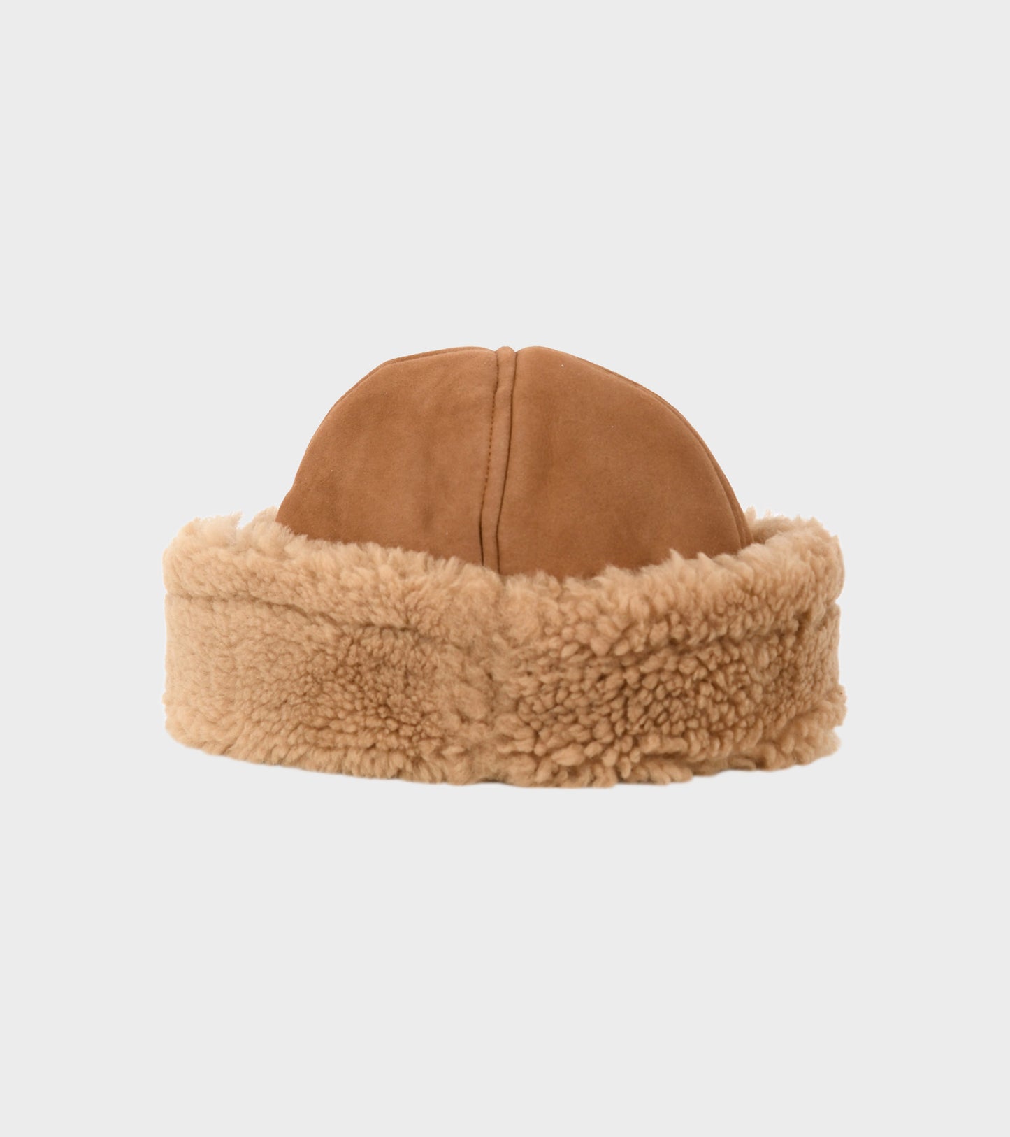Suede Back Curly Hair Cap Tan