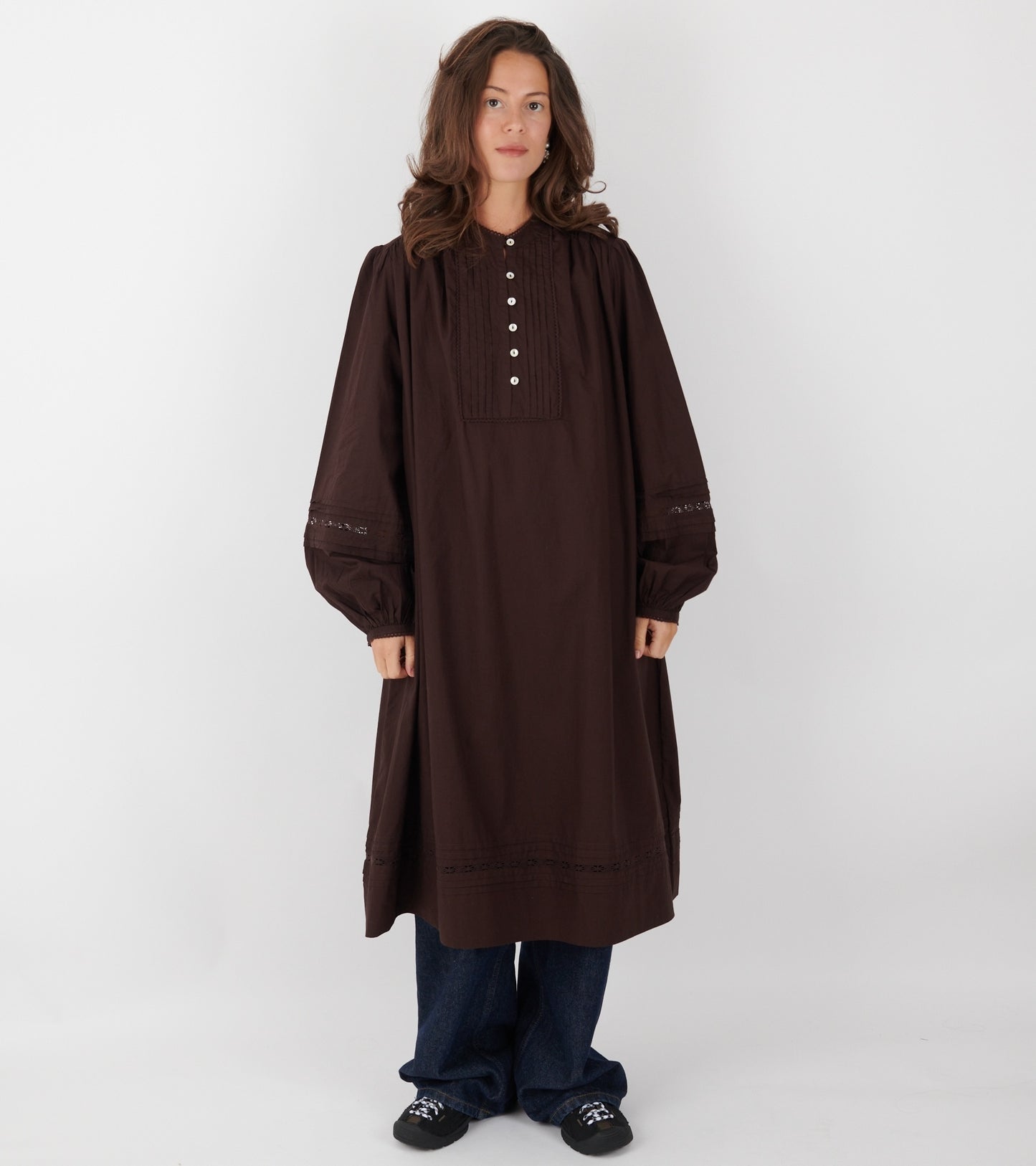 Leaf Shirtdress Dark Brown