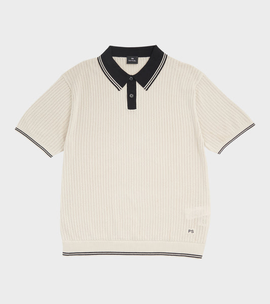 S/S Knit Polo Light Beige/Black