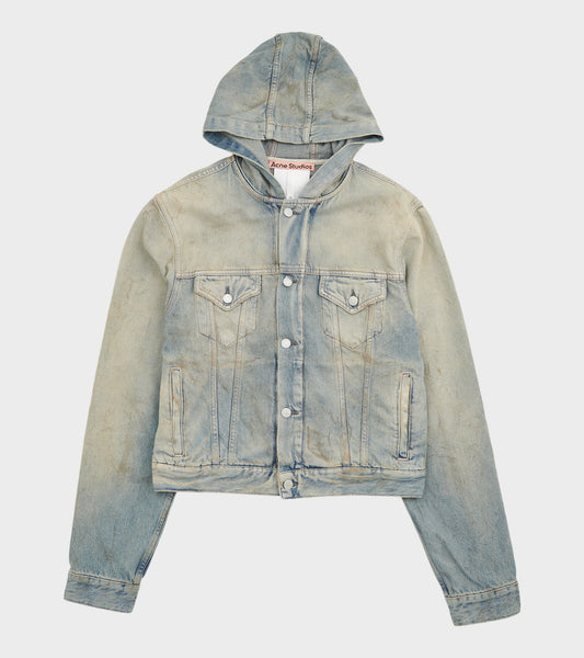 Hooded Denim Jacket Mid Blue