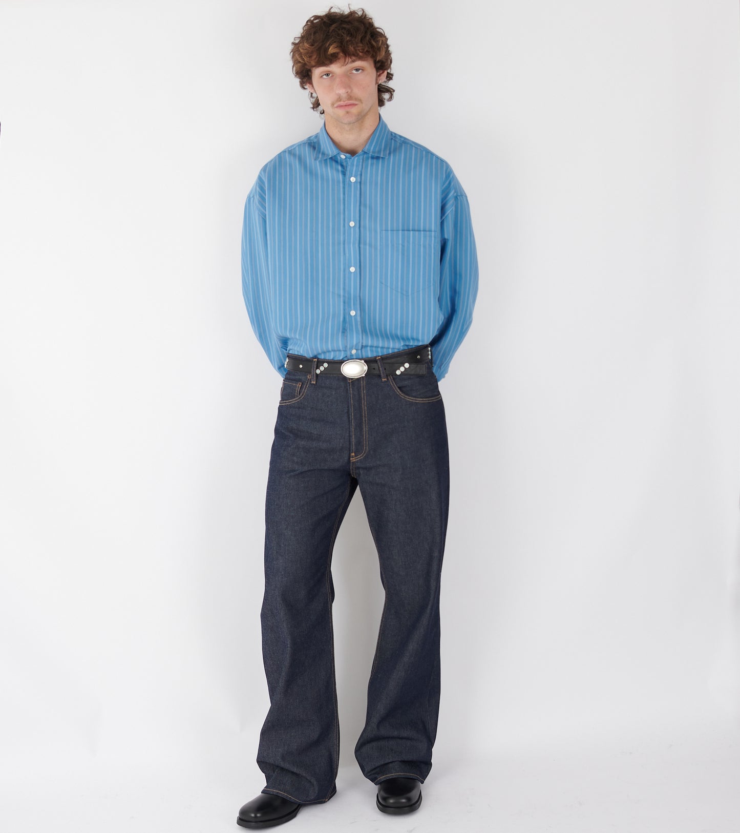 Button Up Striped Shirt Blue Multi