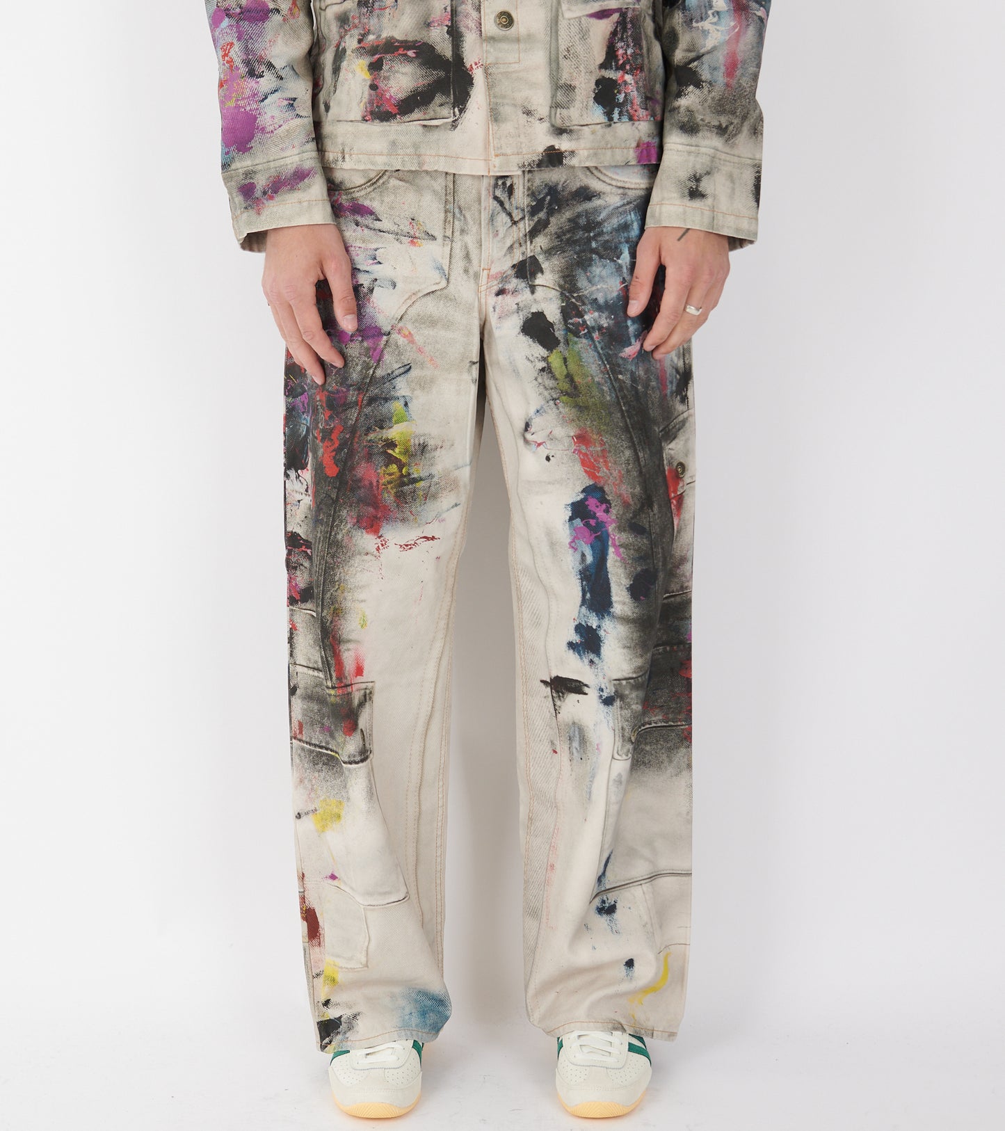 1981 Baggy Fit Trompe L'oeil Print Jeans White/Multi