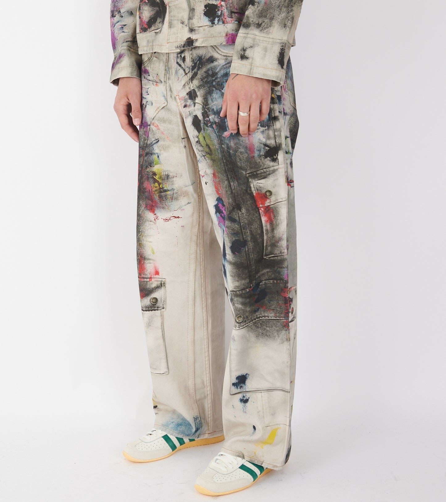 1981 Baggy Fit Trompe L'oeil Print Jeans White/Multi