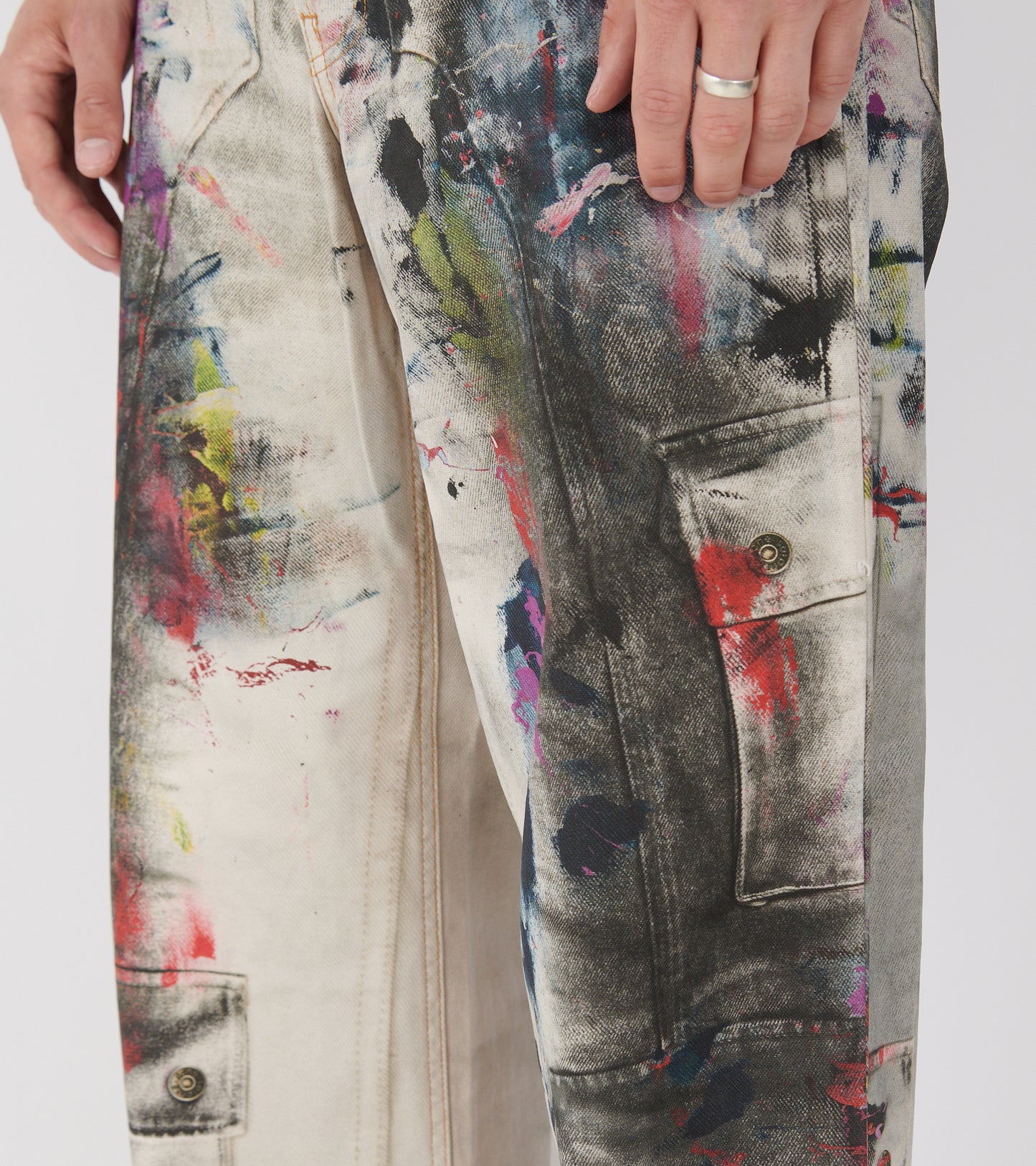 1981 Baggy Fit Trompe L'oeil Print Jeans White/Multi