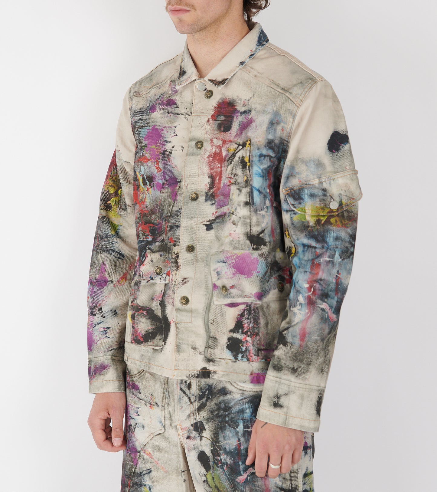 Trompe L'oeil Print Jacket White/Multi