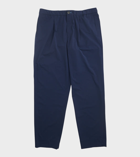 Pleated Nylon Trousers Dark Blue