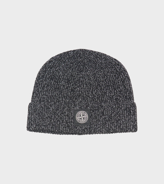 Rib Logo Beanie Black Melange